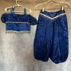 Kids Blue Genie Princess Jasmine Costume 2-Pc Set Sm Halloween‎ Cosplay Handmade